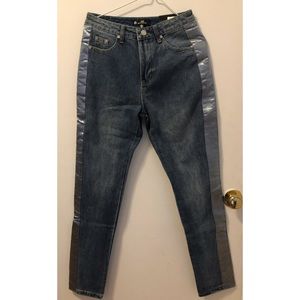NWT Missguided Satin Panel PETITE Mom Jeans